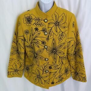 Alex Kim Sequin Floral Embroidered Jacket Size Medium